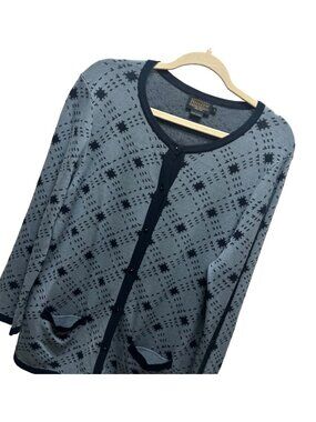 Pendleton Blue on Blue Silk Cardigan Button Down Cardigan Sweater